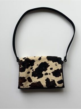 The Limited Y2K Cow Print Pony Hair Shoulder Bag w/Flap Closure | 2000s Bag